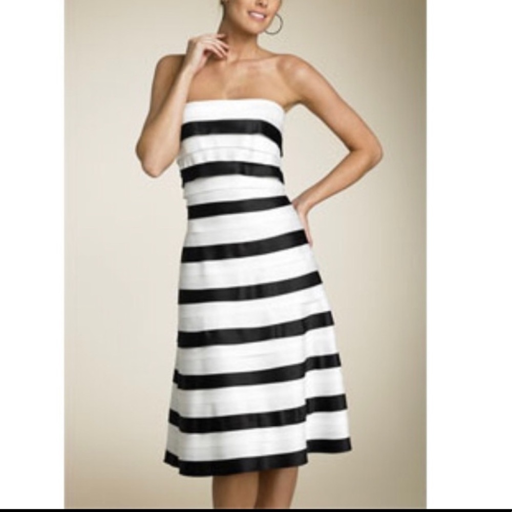 BCBG Strapless Black/White Satin Dress